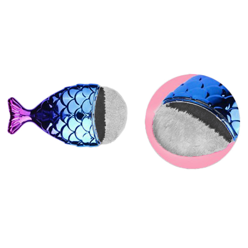1 x Plastic Handle Fish Shape Mermaid Kabuki Powder Makeup Cosmetic Brush New