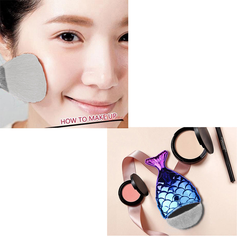 1 x Plastic Handle Fish Shape Mermaid Kabuki Powder Makeup Cosmetic Brush New