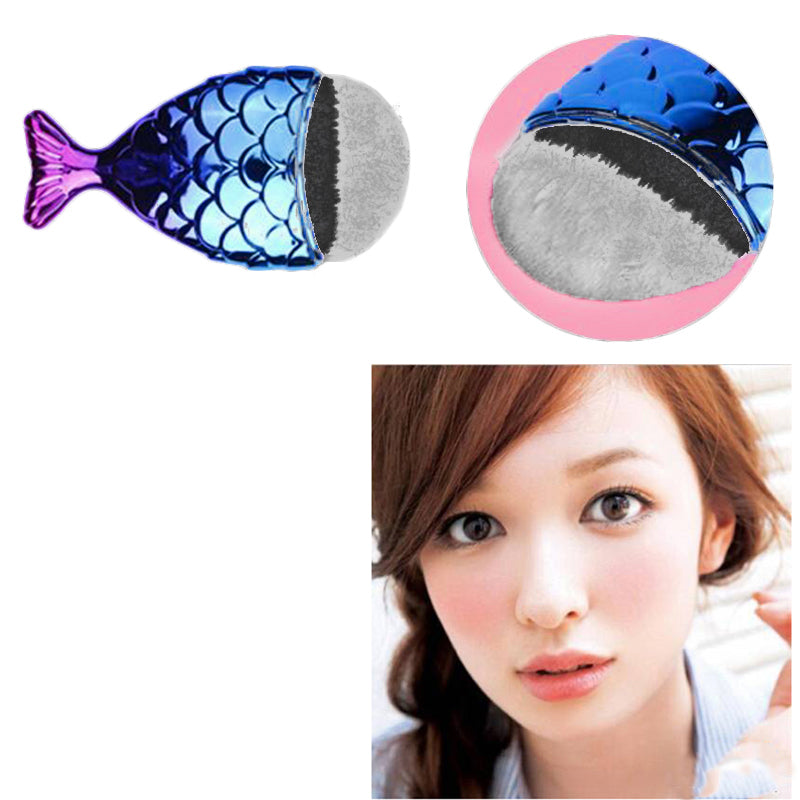 1 x Plastic Handle Fish Shape Mermaid Kabuki Powder Makeup Cosmetic Brush New