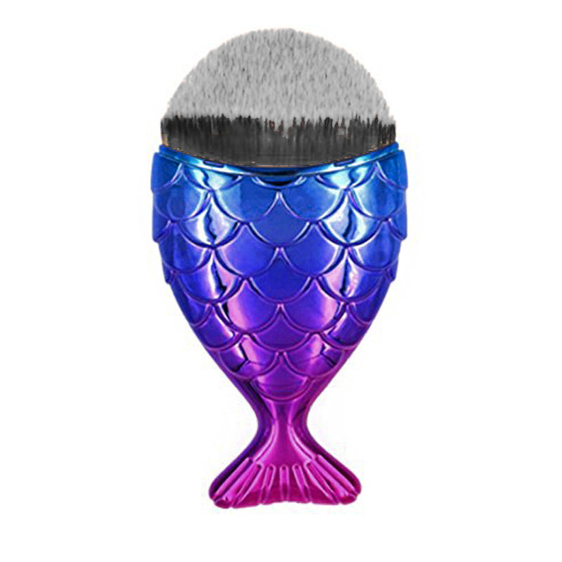 1 x Plastic Handle Fish Shape Mermaid Kabuki Powder Makeup Cosmetic Brush New