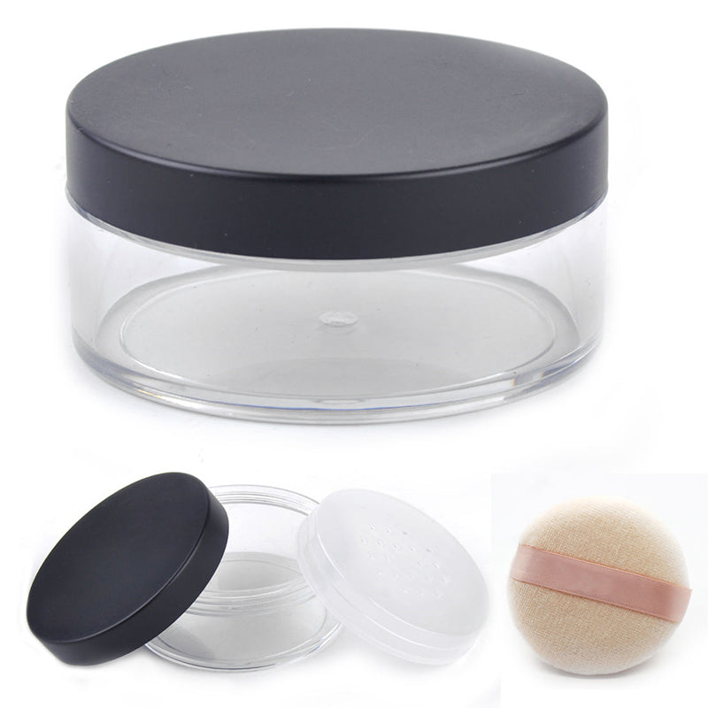 1x Plastic Empty Loose Powder Jar Puff Box Carrying Case Sifter Container Best