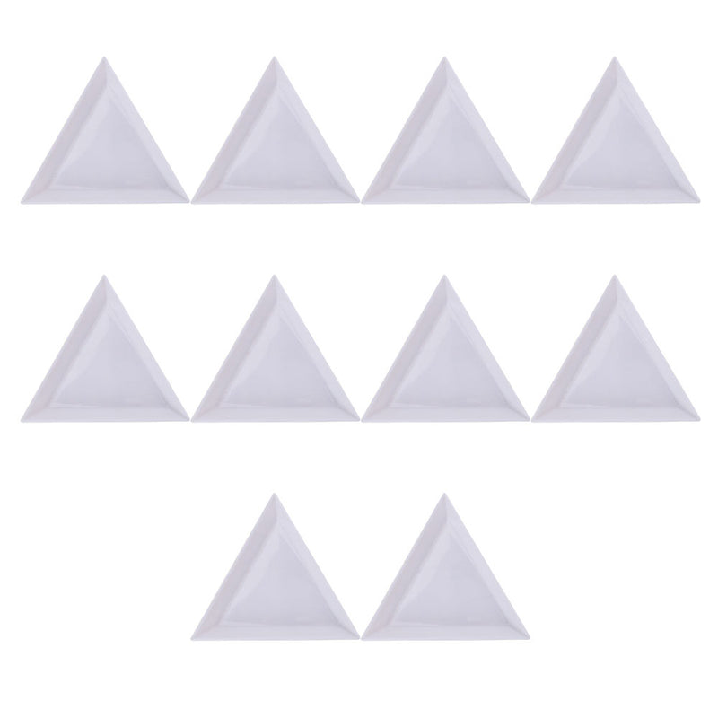10Pcs Triangle Round Rhinestones Beads Crystal Nail Art Sorting Trays Plastic
