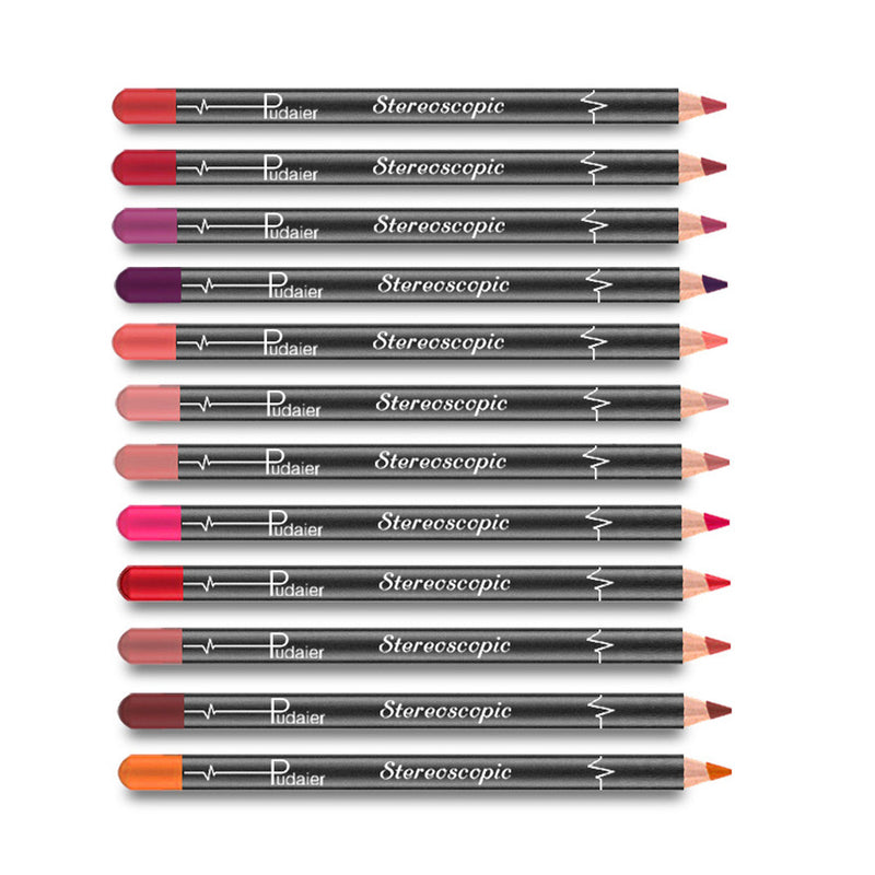 12 PCS Waterproof Lipstick Lip Liner Long Lasting Matte Lipliner Pencils Pen