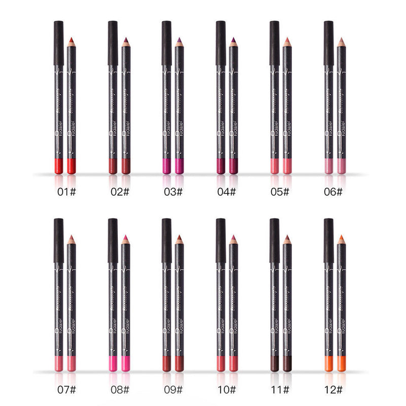 12 PCS Waterproof Lipstick Lip Liner Long Lasting Matte Lipliner Pencils Pen