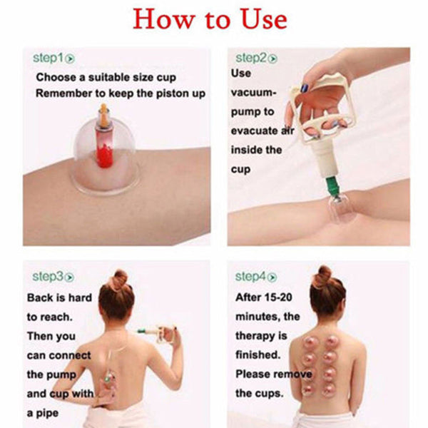 6 pcs Medical Chinese Vacuum Body Cupping Set Massage Therapy Suction Cup Best
