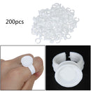 200pc Eyelash Lash Extension Glue Pallet Stand Disposable Individual Holder Ring