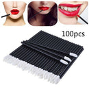 100x/bag Black Disposable Lip Gloss Applicators Lipstick Wands Tool Kits Brush
