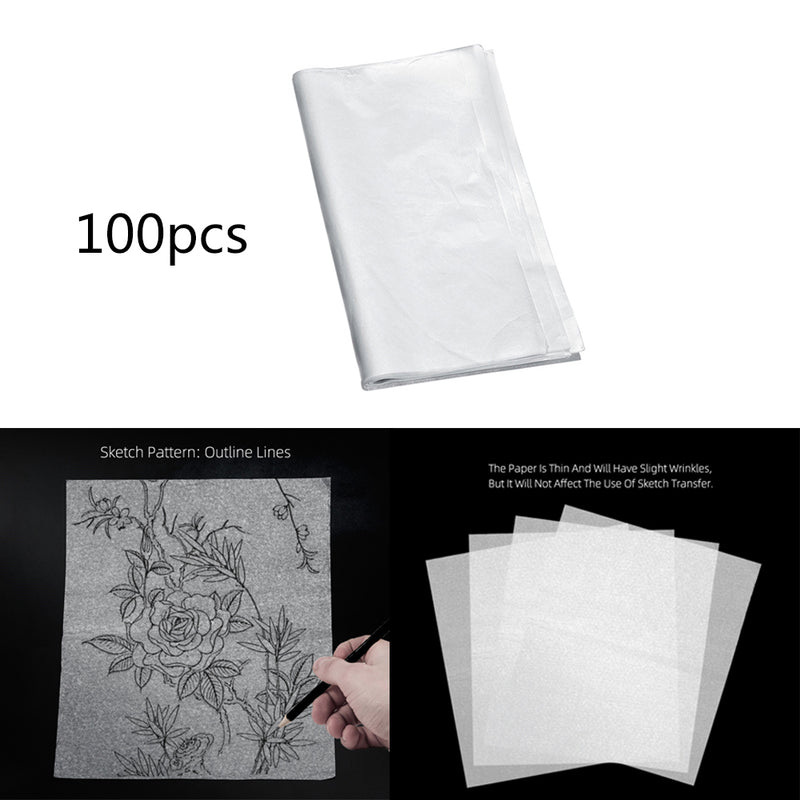 100 Pcs Art Tattoo Design Tracing Paper Writing Drawing Sheet 25x16x0.7cm
