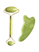 2 pc Natural Guasha Facial Jade Roller Face Neck Body Gua Sha Board Massager Set