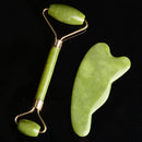 2 pc Natural Guasha Facial Jade Roller Face Neck Body Gua Sha Board Massager Set