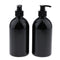 2pcs Empty Pump Dispenser Bottle Lotion/Shampoo/Liquid Soap 500ml Capacity Black