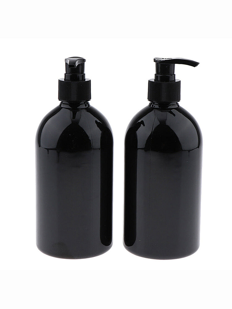 2pcs Empty Pump Dispenser Bottle Lotion/Shampoo/Liquid Soap 500ml Capacity Black