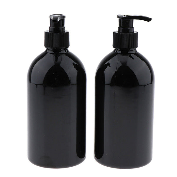 2pcs Empty Pump Dispenser Bottle Lotion/Shampoo/Liquid Soap 500ml Capacity Black