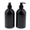2pcs Empty Pump Dispenser Bottle Lotion/Shampoo/Liquid Soap 500ml Capacity Black