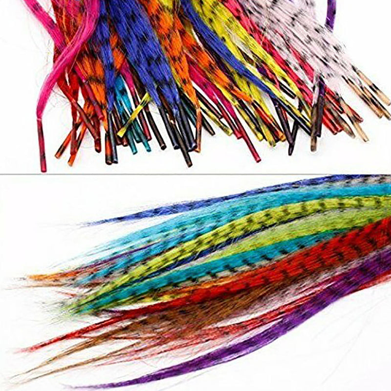 35pcs Mixing New Rainbow Synthetic fiber Feather Hair Extensions 40cm Kit