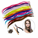 35pcs Mixing New Rainbow Synthetic fiber Feather Hair Extensions 40cm Kit