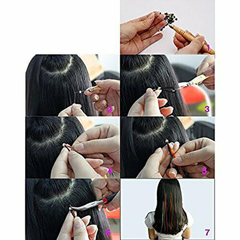 35pcs Mixing New Rainbow Synthetic fiber Feather Hair Extensions 40cm Kit