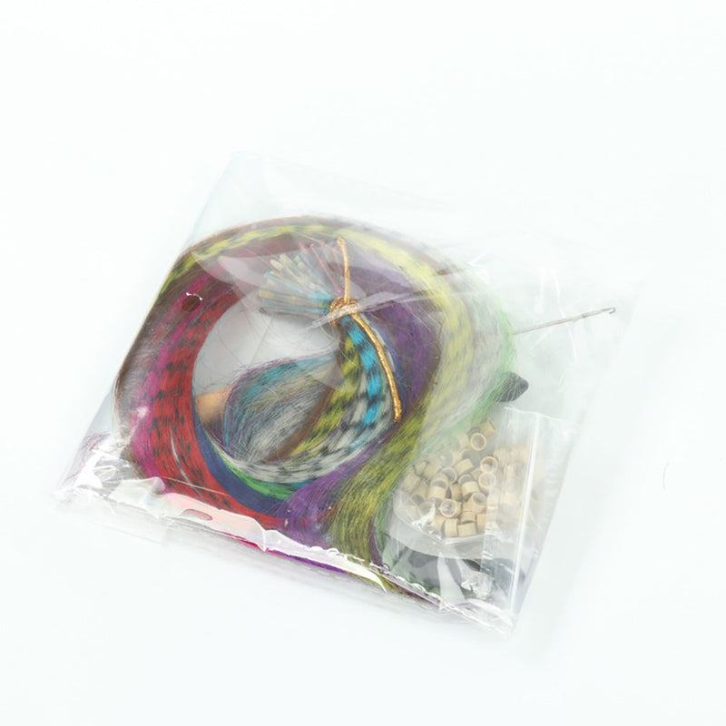 35pcs Mixing New Rainbow Synthetic fiber Feather Hair Extensions 40cm Kit