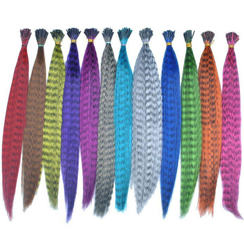 35pcs Mixing New Rainbow Synthetic fiber Feather Hair Extensions 40cm Kit