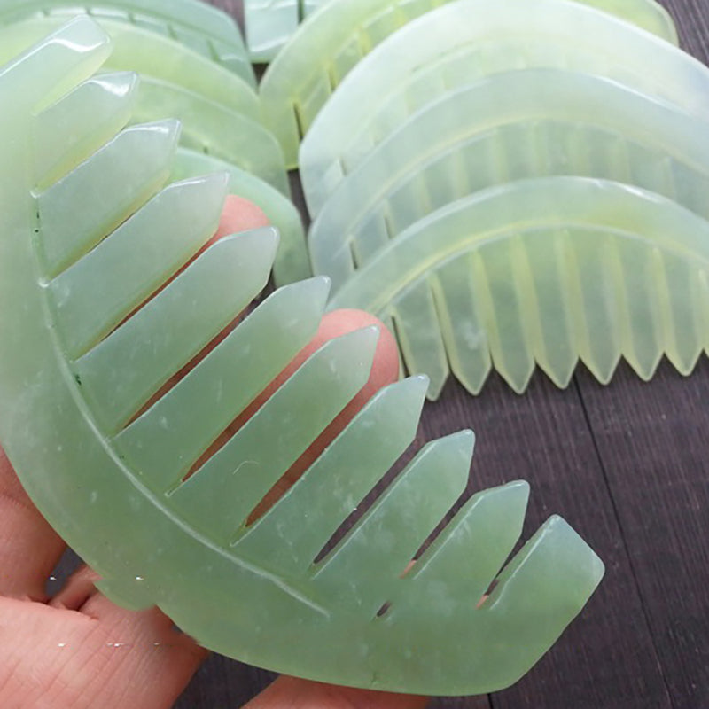 Natural Massage Comb Jade Stone Comb Healty Head Chest Bust Gua Sha Massager