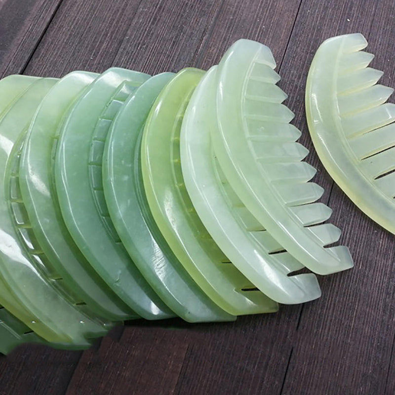 Natural Massage Comb Jade Stone Comb Healty Head Chest Bust Gua Sha Massager