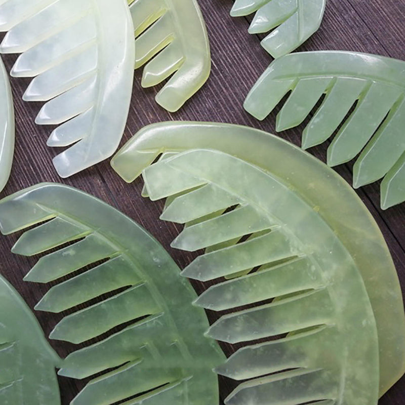 1x Natural Jade Gua Sha Acupoint Massage Comb Scalp Massager Relaxation Comb