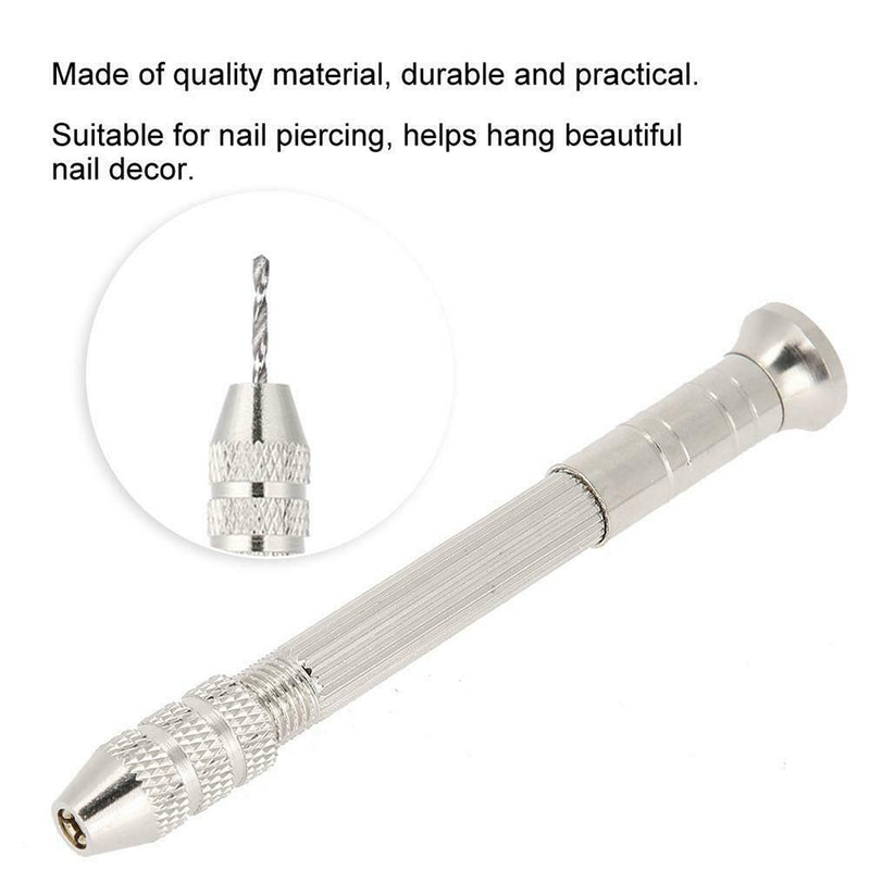 2x Practical Nail Art Design Tips Dangle Metal Pierce Hand Drill Tool Pierca d f