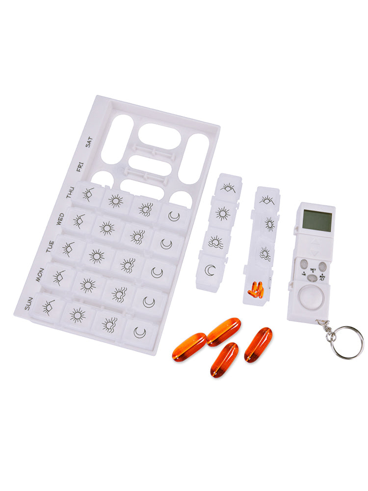 28 Grid 7Days Digital Medicine Pill Reminder Organizer Pill Box Case Timer Alarm