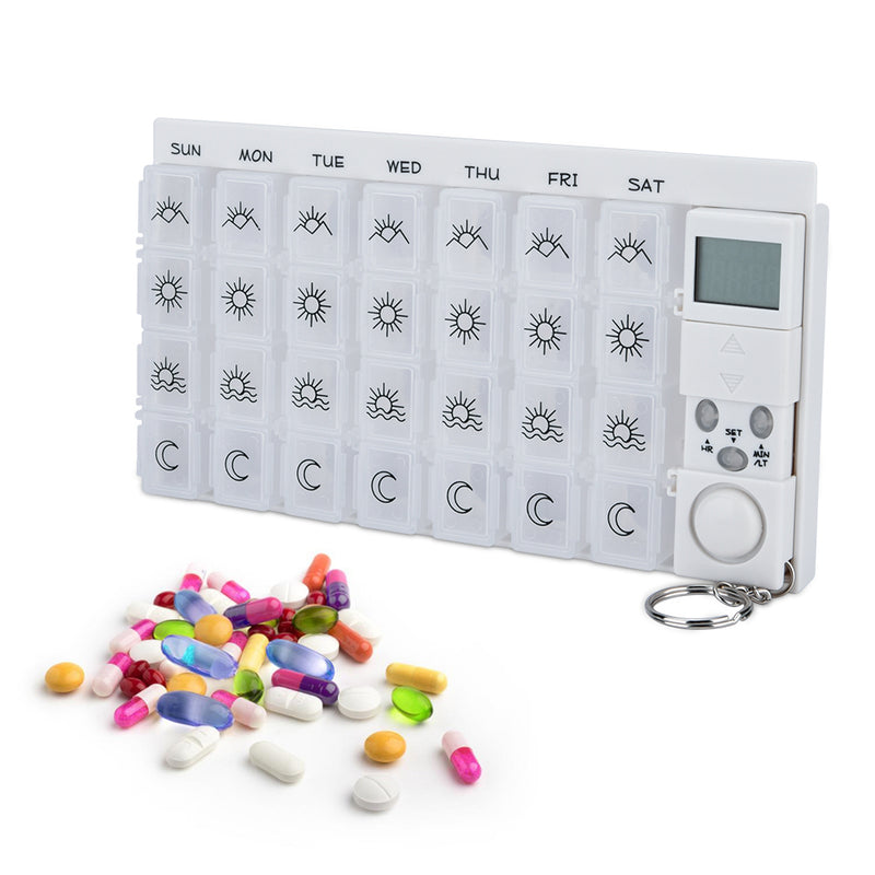 Pill Box Reminder Electronic Timer Digital 7Days Pills Organizer Case With Timer