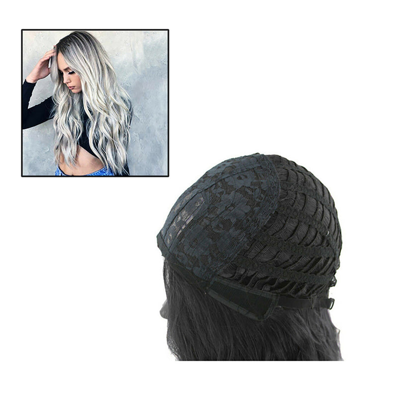 1 * Women Gradient Grey Long Full Curly Wig Wavy Hair Heat Resistant Beautiful