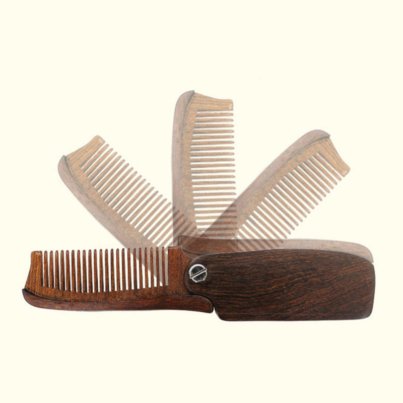 1 Pcs Sandalwood Folding Comb Fine Tooth Pocket Fit Classic Wood Beard Mustache