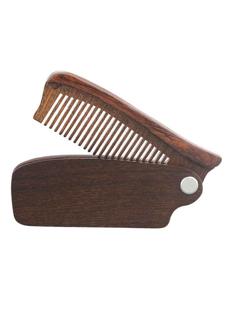 1 Pcs Sandalwood Folding Comb Fine Tooth Pocket Fit Classic Wood Beard Mustache