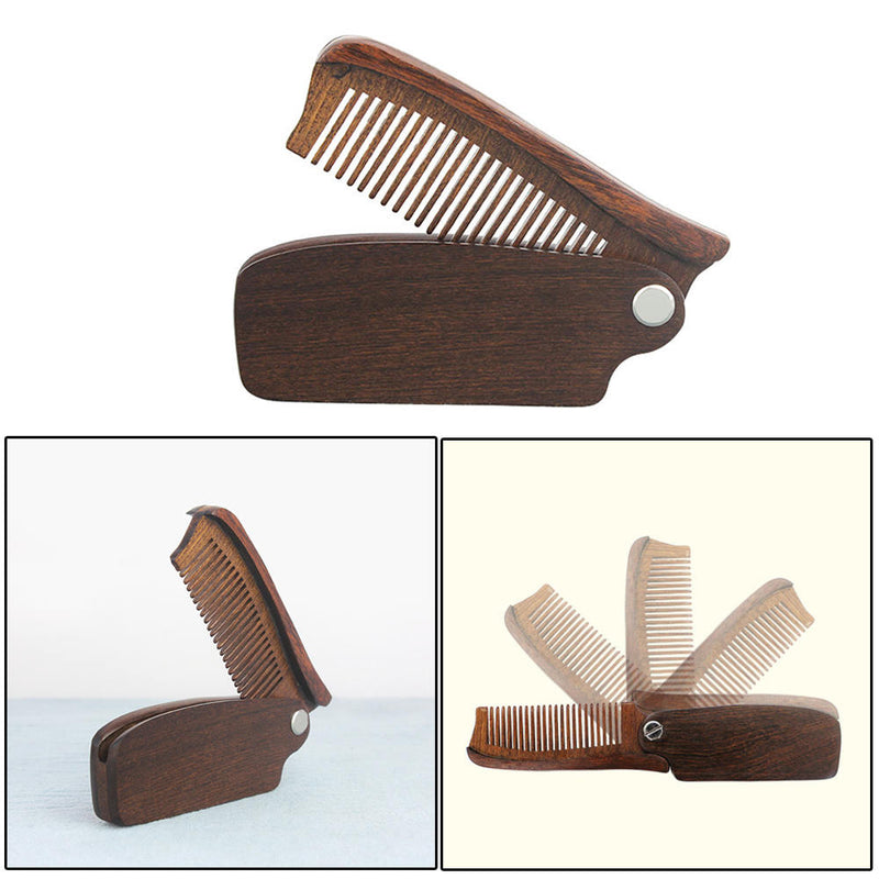 1 Pcs Sandalwood Folding Comb Fine Tooth Pocket Fit Classic Wood Beard Mustache