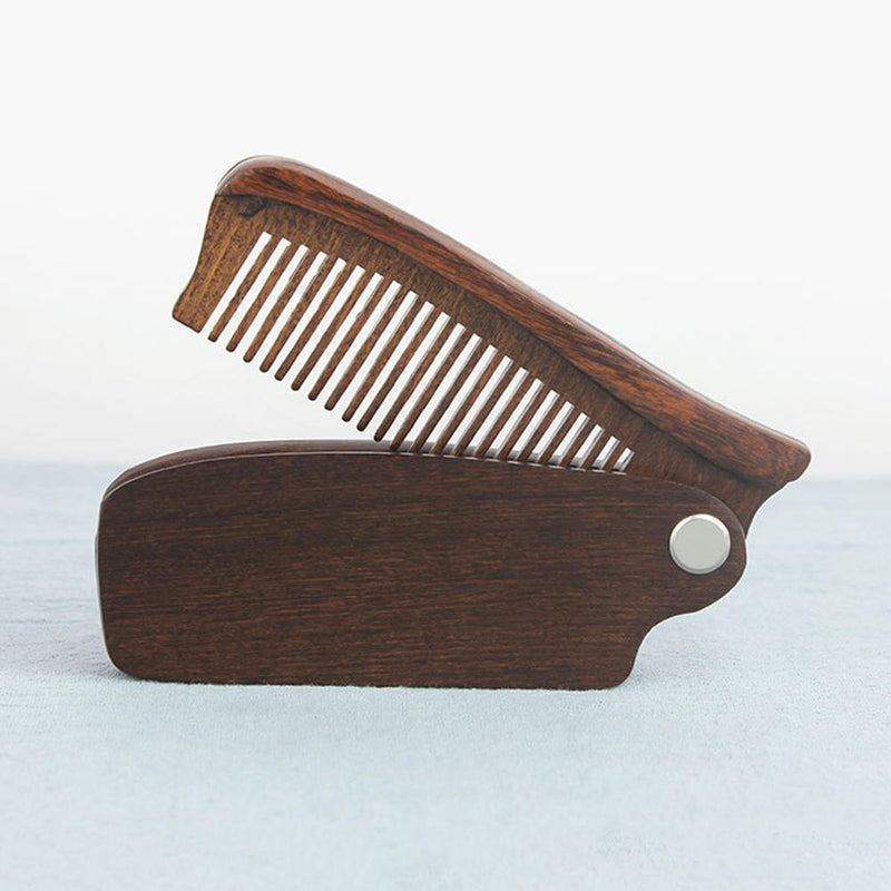 1x Portable Wooden Pocket Folding Moustache Comb Beard Hair Comb Anti Static Hot