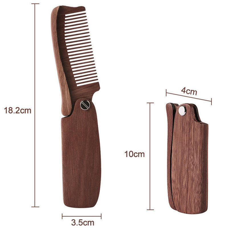 1x Portable Wooden Pocket Folding Moustache Comb Beard Hair Comb Anti Static Hot