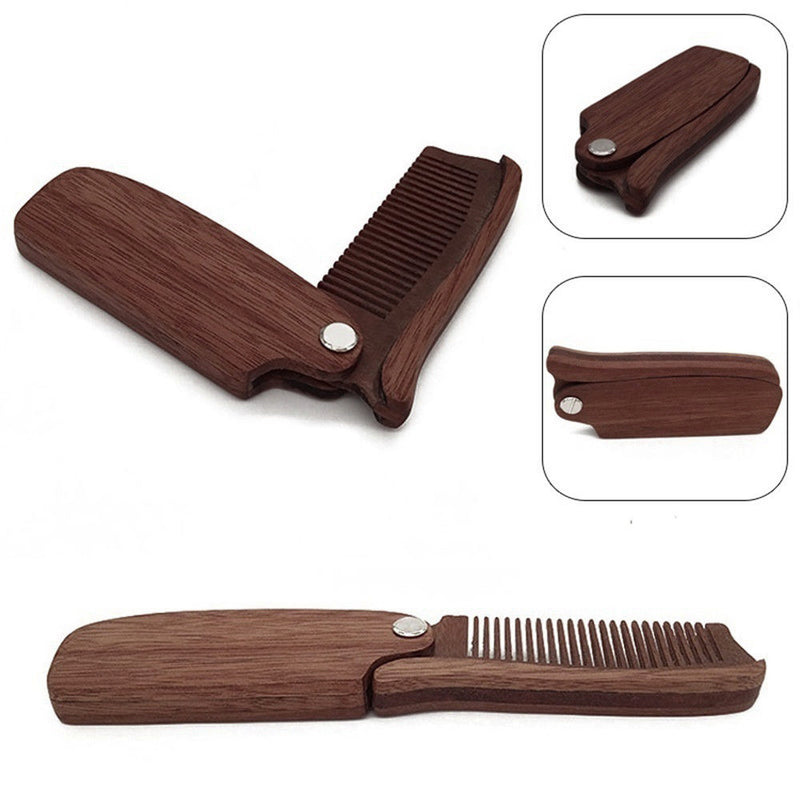 1 Pcs Sandalwood Folding Comb Fine Tooth Pocket Fit Classic Wood Beard Mustache