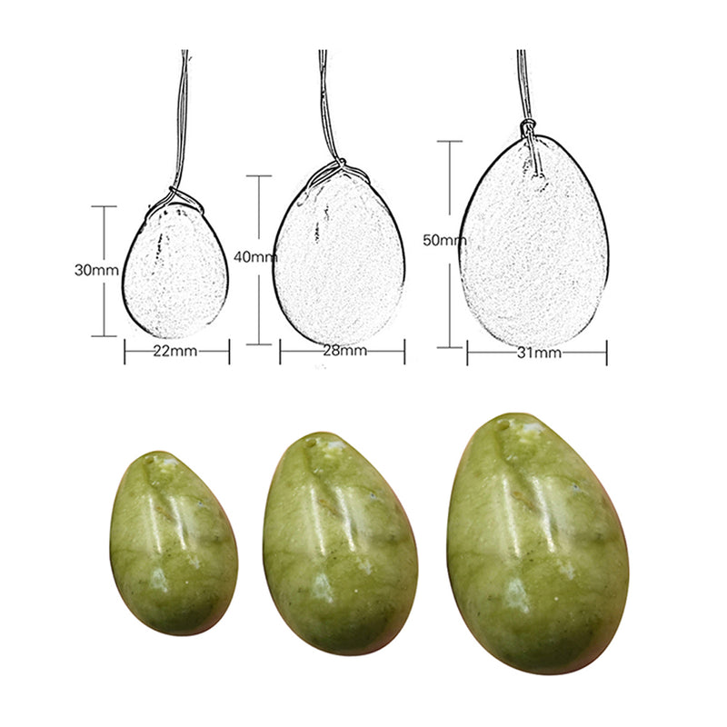 3pcs Set Drilled Helu Jade Yoni eggs 50x31mm,40x28mm,30x22mm for kegel exercise