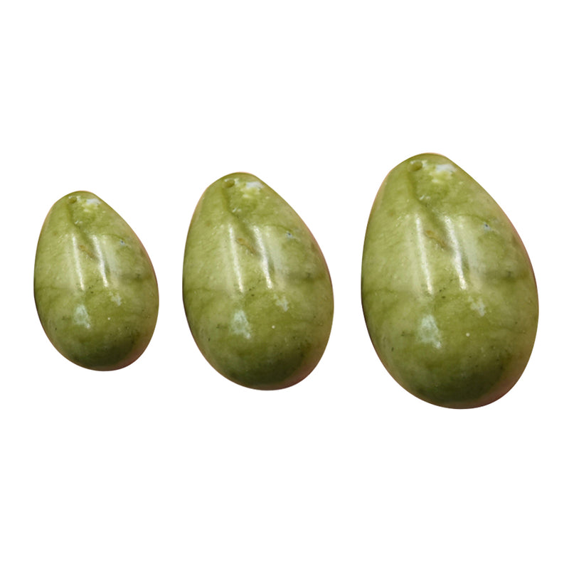 3pcs Set Drilled Helu Jade Yoni eggs 50x31mm,40x28mm,30x22mm for kegel exercise