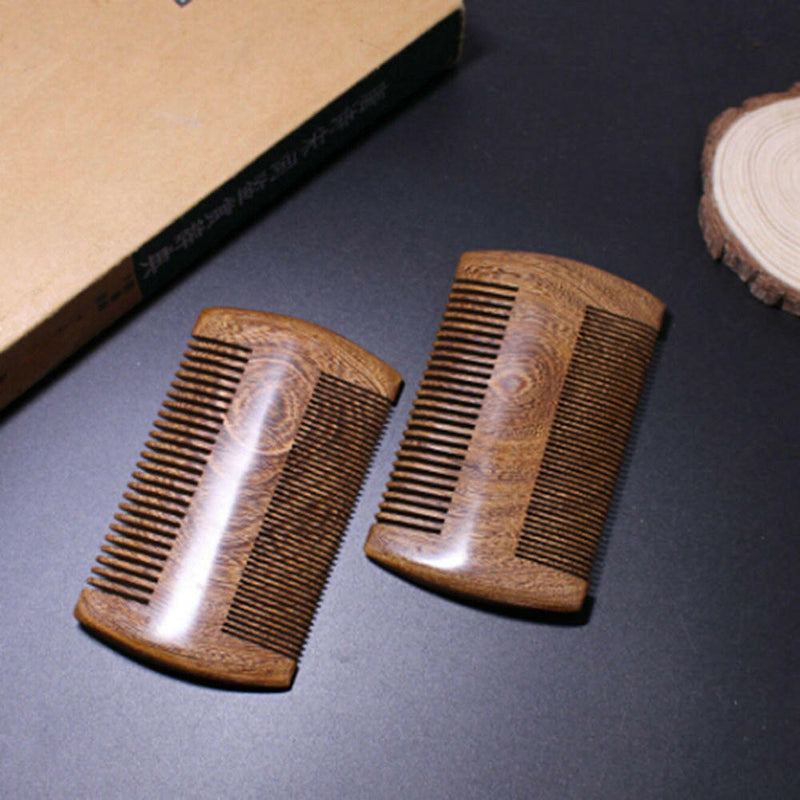 1Pcs Green Sandalwood Pocket Beard Hair Combs 2 Size Handmade Natural Wood Comb