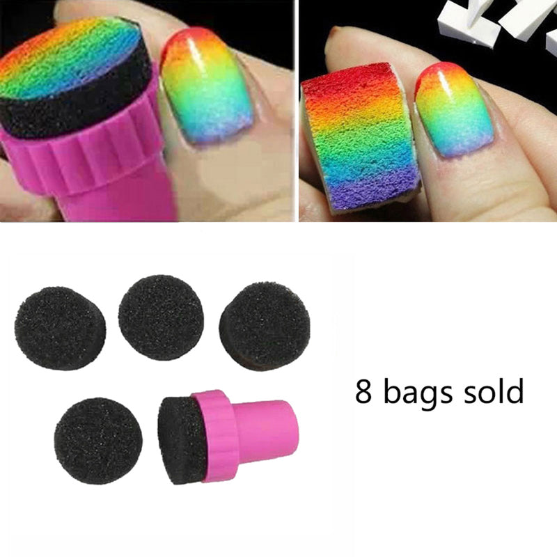8 Set DIY Nail Art Sponge Stamp Stamping Polish Template Transfer Manicure Tool