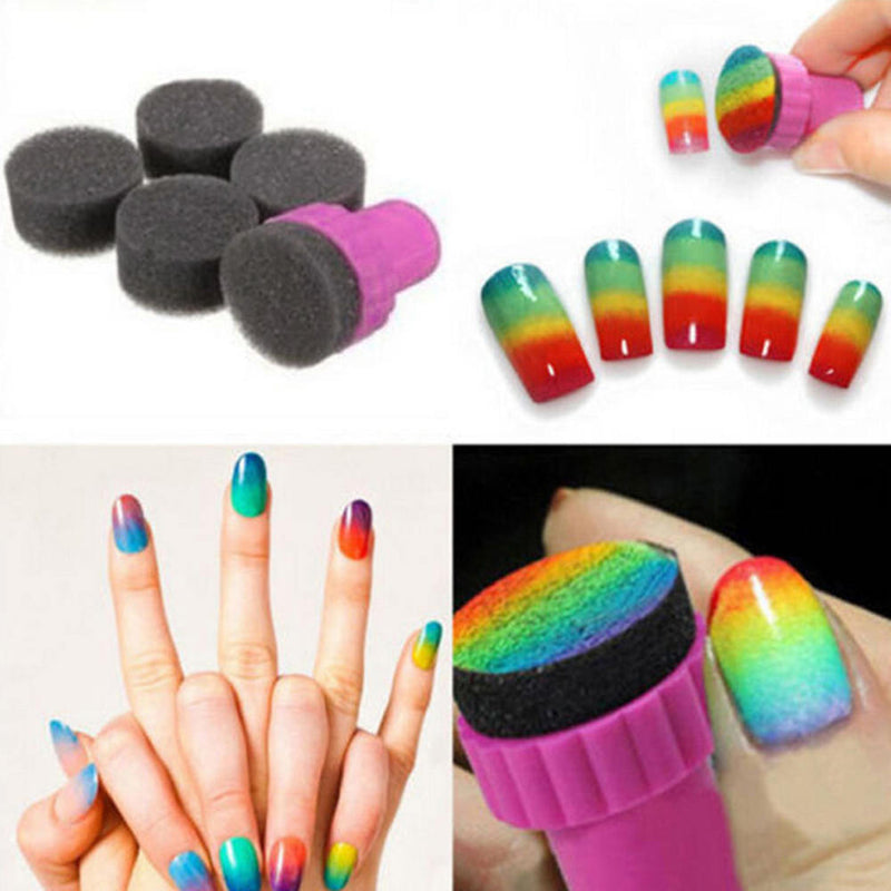 8 Set DIY Nail Art Sponge Stamp Stamping Polish Template Transfer Manicure Tool