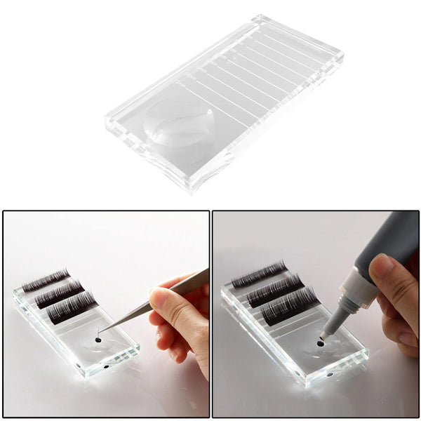 Eyelash Extension Crystal Glass Eyelashes Glue Pallet Adhesives Tray Holder