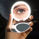 Portable LED Makeup Mini Lighted Makeup Hand Small Round Pocket travel Mirror