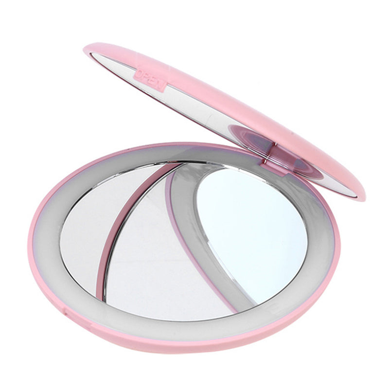 Portable LED Makeup Mini Lighted Makeup Hand Small Round Pocket travel Mirror