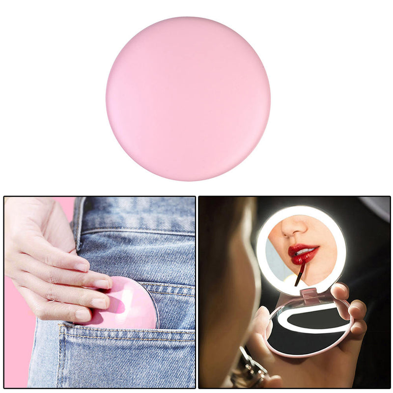Mini LED Lighted Circular Makeup Cosmetic Mirror Magnifying Luminous Mirrors