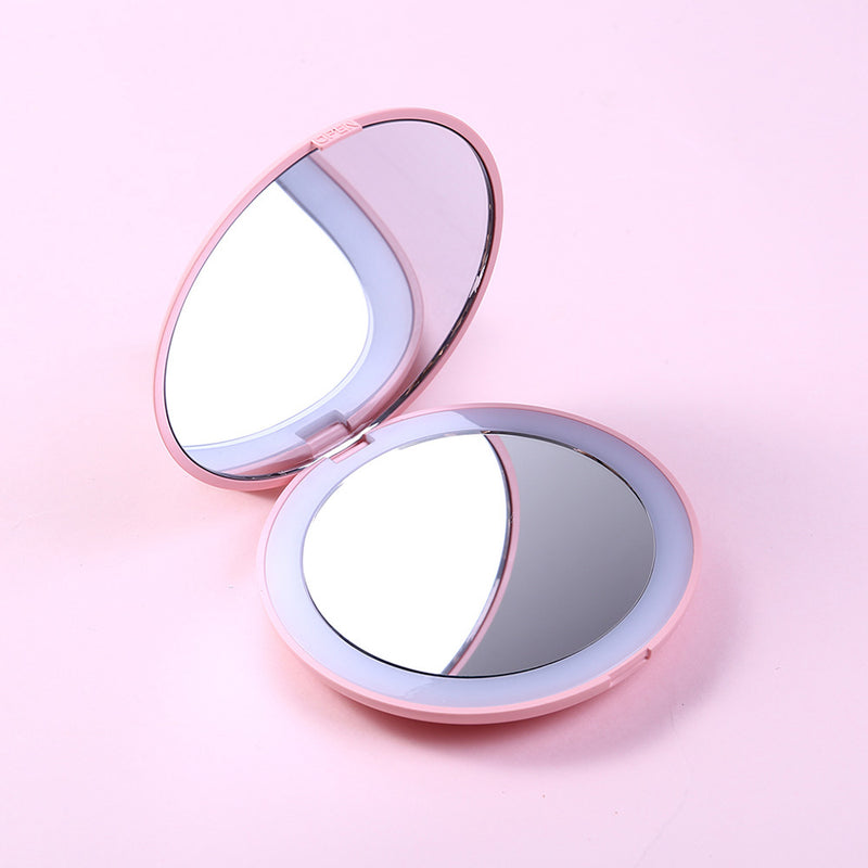 Mini LED Lighted Circular Makeup Cosmetic Mirror Magnifying Luminous Mirrors