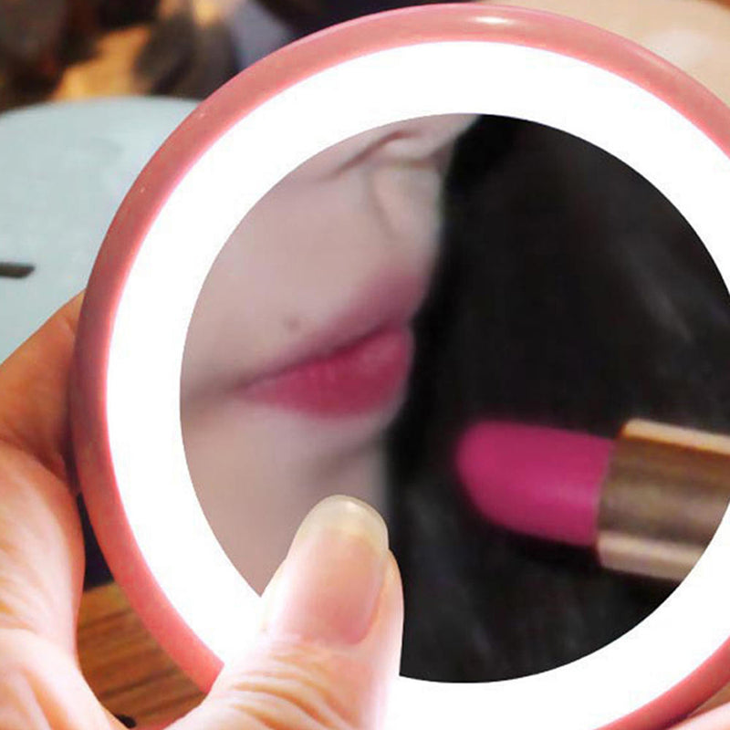 1pcs Cosmetic Mini Portable Pocket LED Makeup Mirror with Light Battery Powered