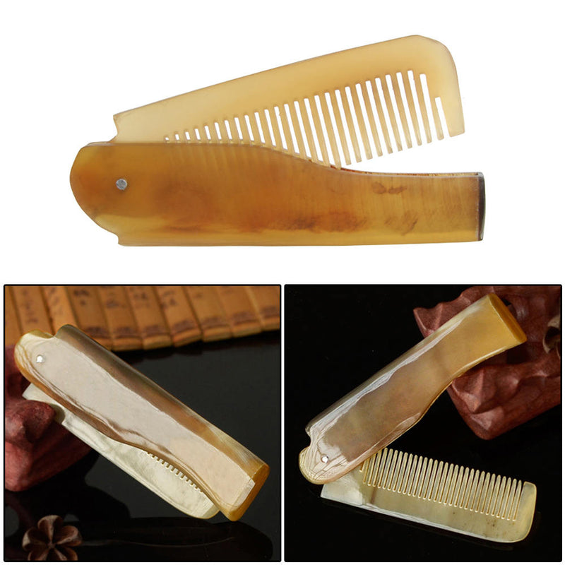 Yak Horn Comb Foldable Pocket Clip Moustache Beard Styling Hairdressing Tools LY
