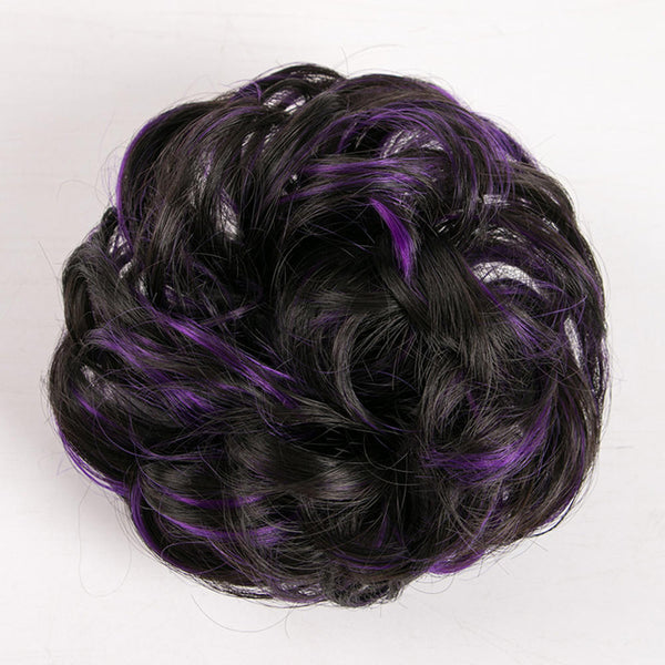 Synthetic Elasticated Hair Scrunchie Messy Bun Wrap Hairpiece Curly Wavy Spiky