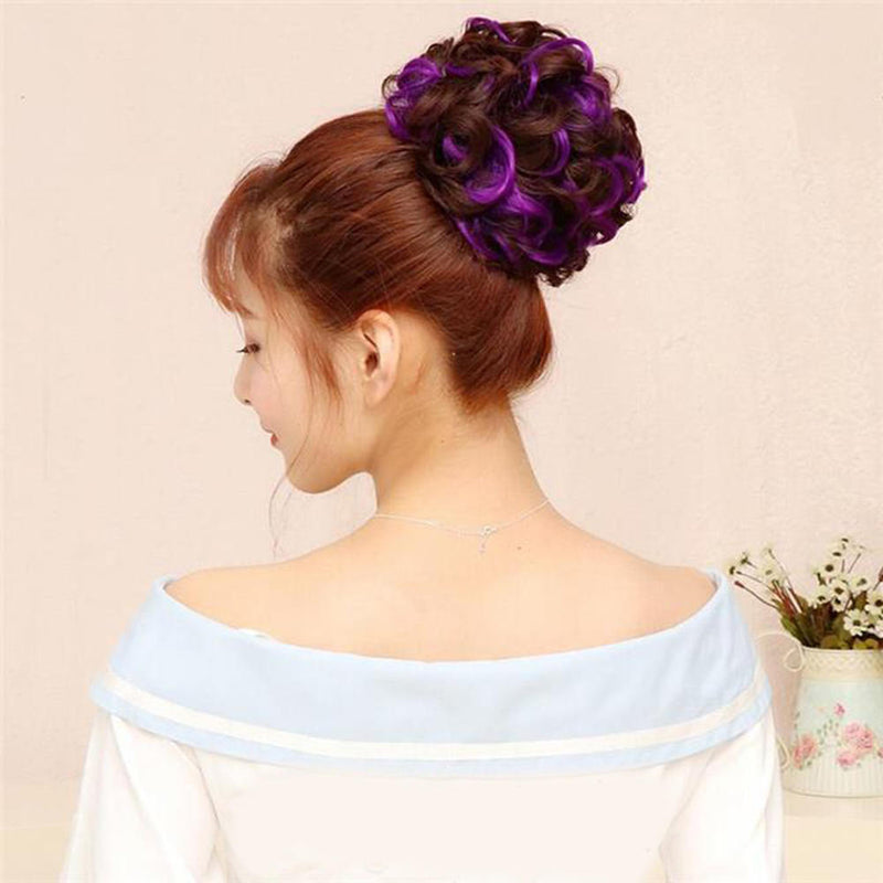 Synthetic Elasticated Hair Scrunchie Messy Bun Wrap Hairpiece Curly Wavy Spiky